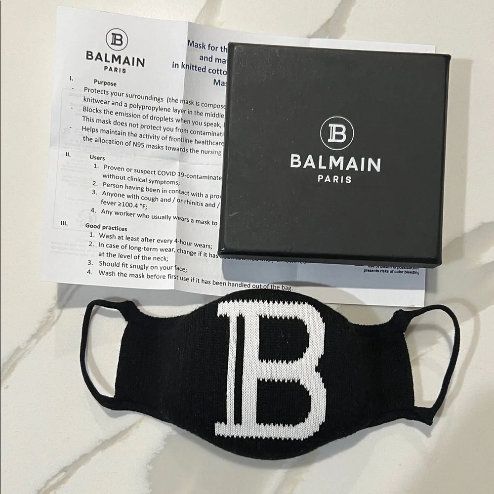 Balmain Monochrome Logo Face Mask
